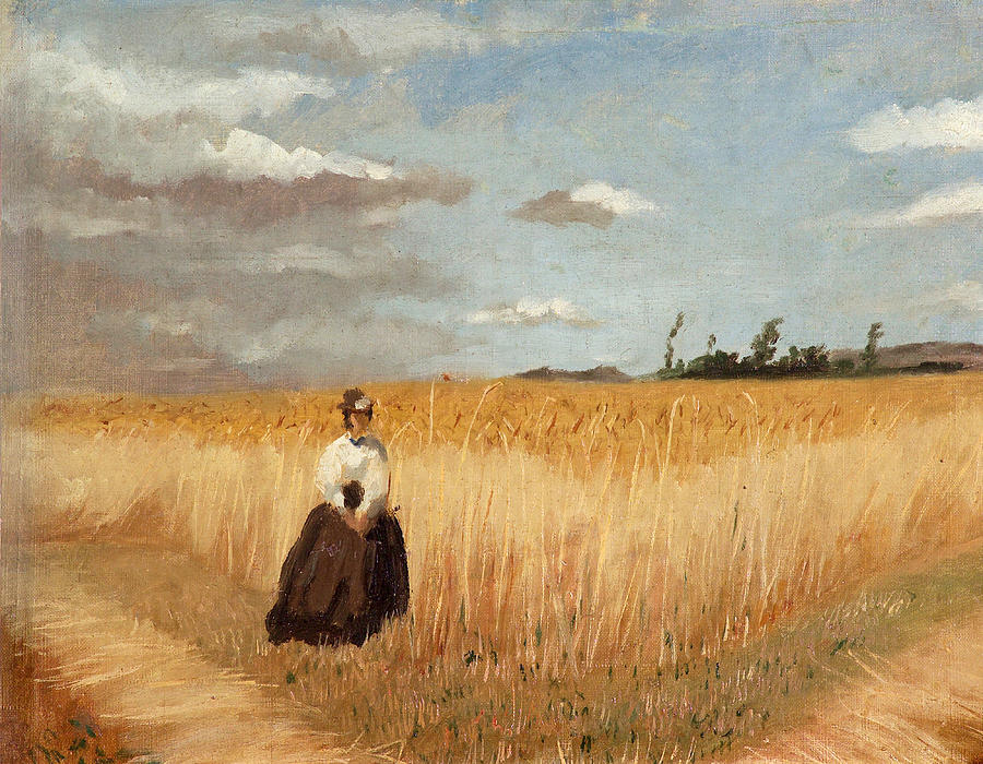 Woman In Wheat Field Painting By Luis Astete Y Concha