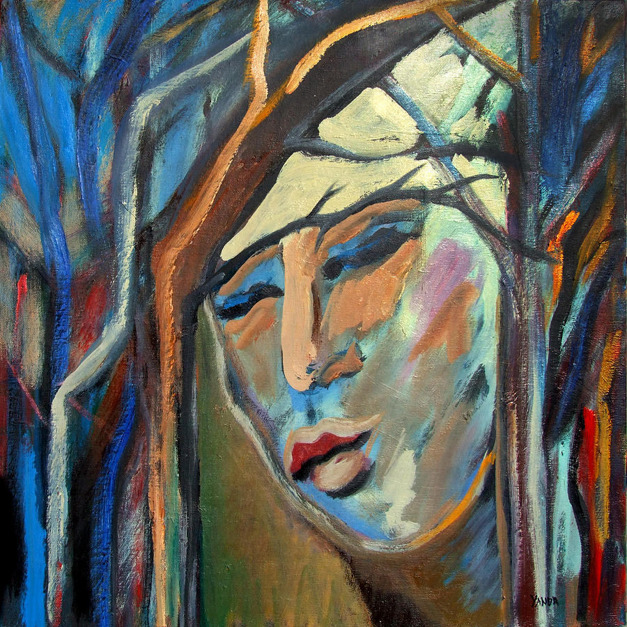 Woman in Woods Painting by Katt Yanda