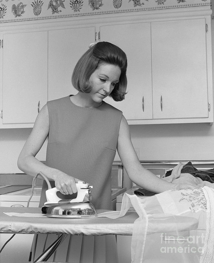 Vintage Photograph - Woman Ironing An Apron, C.1970s by H. Armstrong Roberts/ClassicStock