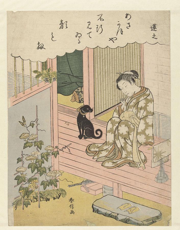 Woman Looking At The Ide Suzuki Harunobu 1765 1770 Painting By Suzuki Harunobu