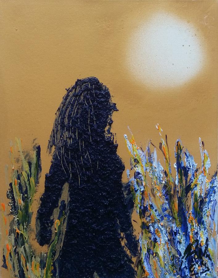Person Painting - Woman looking at the sun by Bachmors Artist