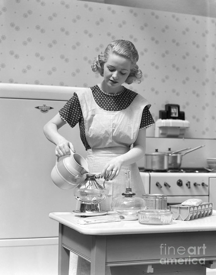 Woman Making Coffee, C.1930s Photograph by H. Armstrong Roberts/ClassicStock
