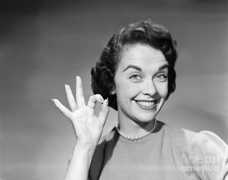Woman Making Ok Sign, C.1950s Photograph by Debrocke/ClassicStock