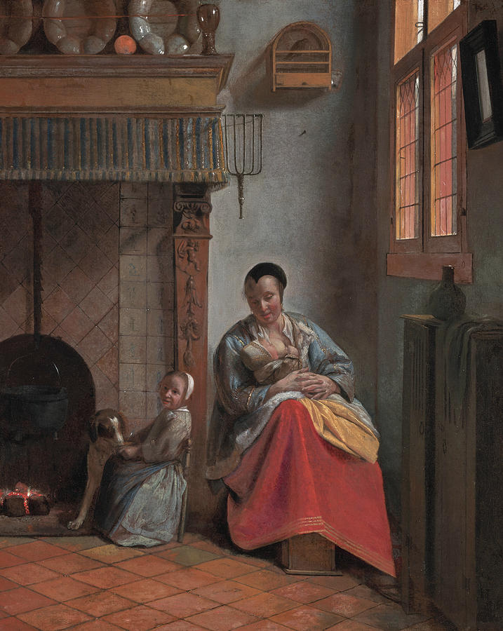 Woman Nursing a Child Painting by Pieter de Hooch
