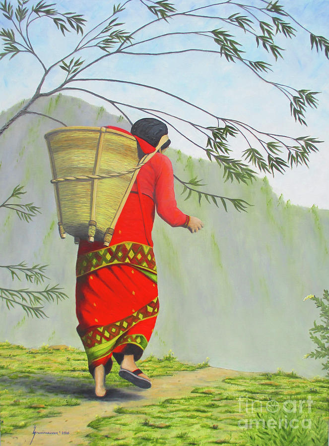 Woman Of Nepal Painting by Jerome Stumphauzer