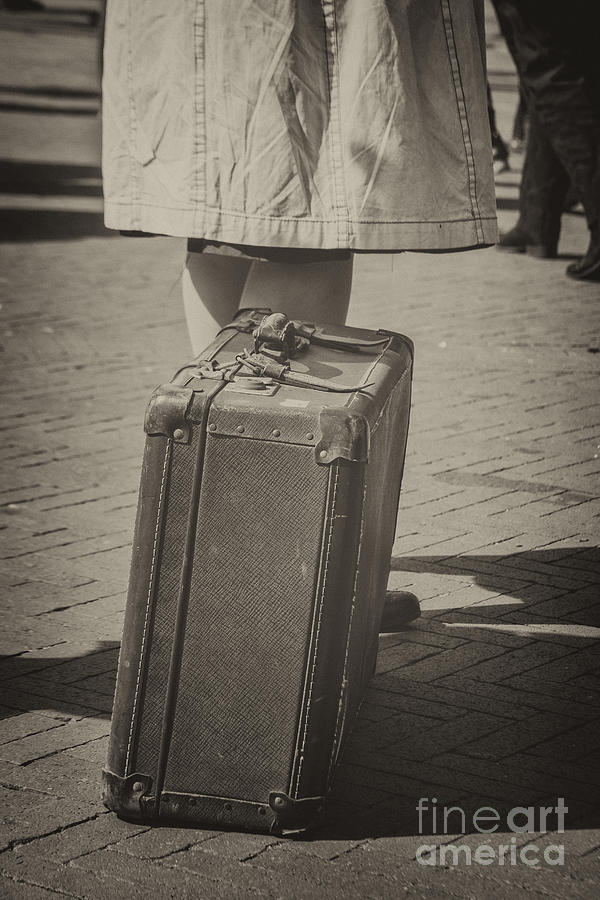 Woman of the 1940s waiting with suitcase Photograph by Patricia Hofmeester