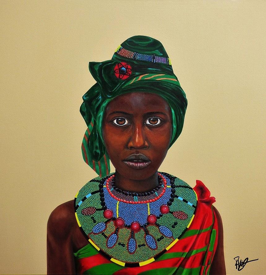 Woman Of The Omo-valley Painting by Fred Voigtmann