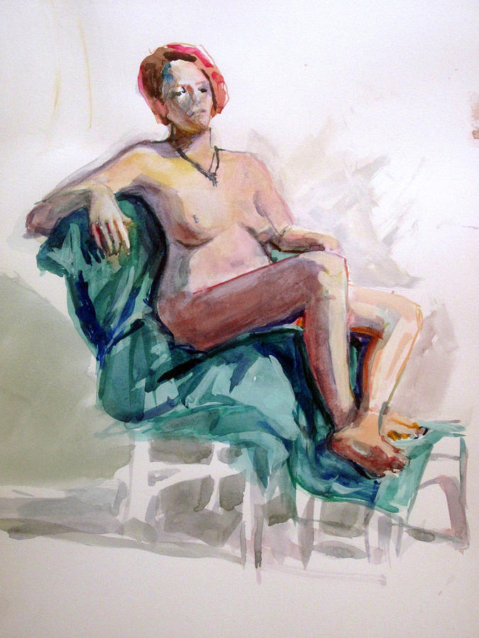 Woman on a Blue Cloth Painting by Mark Lunde