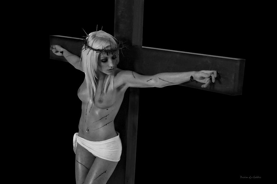 Jesus Christ Photograph - Woman on cross Dark by Ramon Martinez