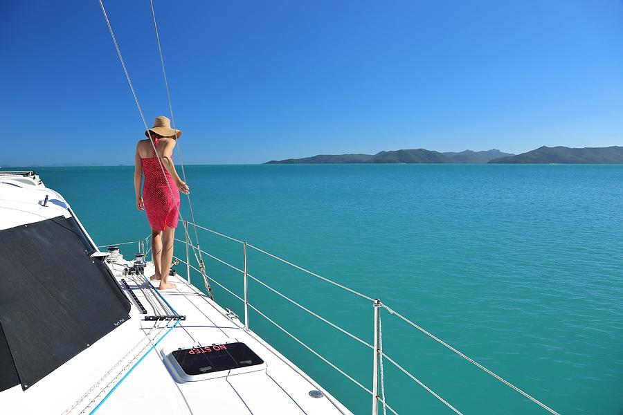 Woman On Sailing Boat In Whitsundays Photograph