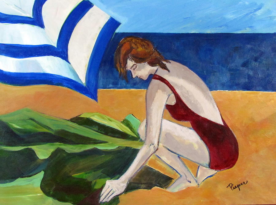 Woman on the Beach Painting by Betty Pieper
