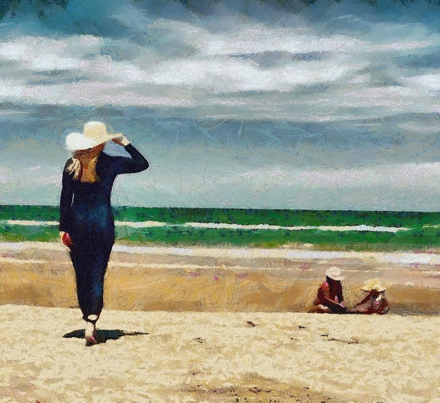 Woman on the beach Digital Art by Carrie OBrien Sibley