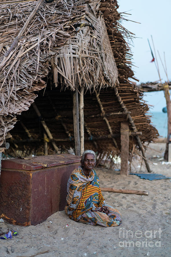 Woman on the Beach Chennai India Photograph by Mike Reid