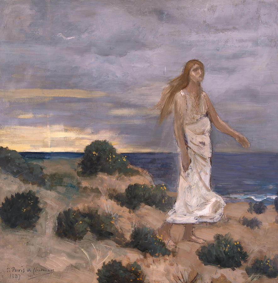 Woman on the Beach Painting by Pierre Puvis de Chavannes