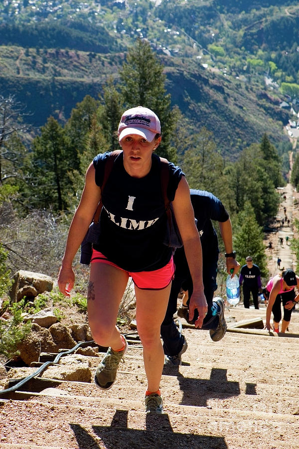Woman on the Manitou Incline and Barr Trail Photograph by Steven Krull