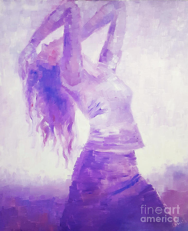Abstract Woman Oil Painting Lady Dance Painting Female Figure Purple Wall Art Painting By Anna Lubchik