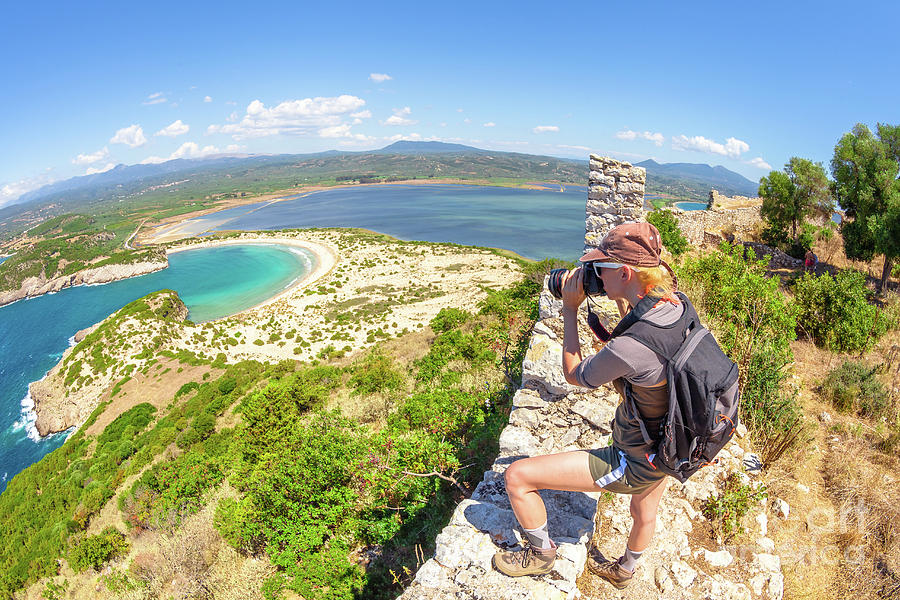 Woman photographer Navarino Castle Photograph by Benny Marty