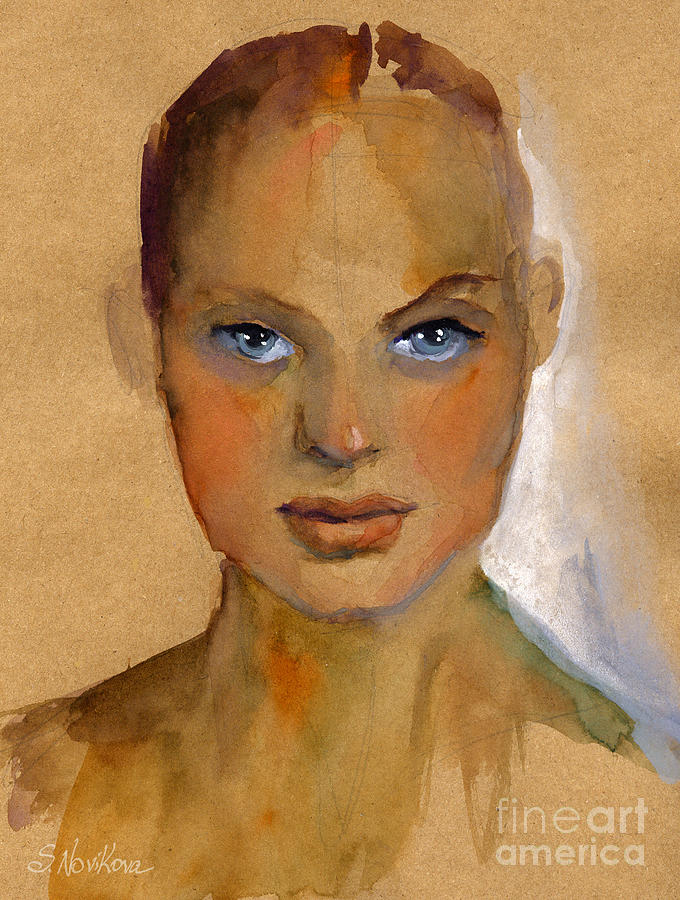 Portrait Painting - Woman portrait sketch by Svetlana Novikova