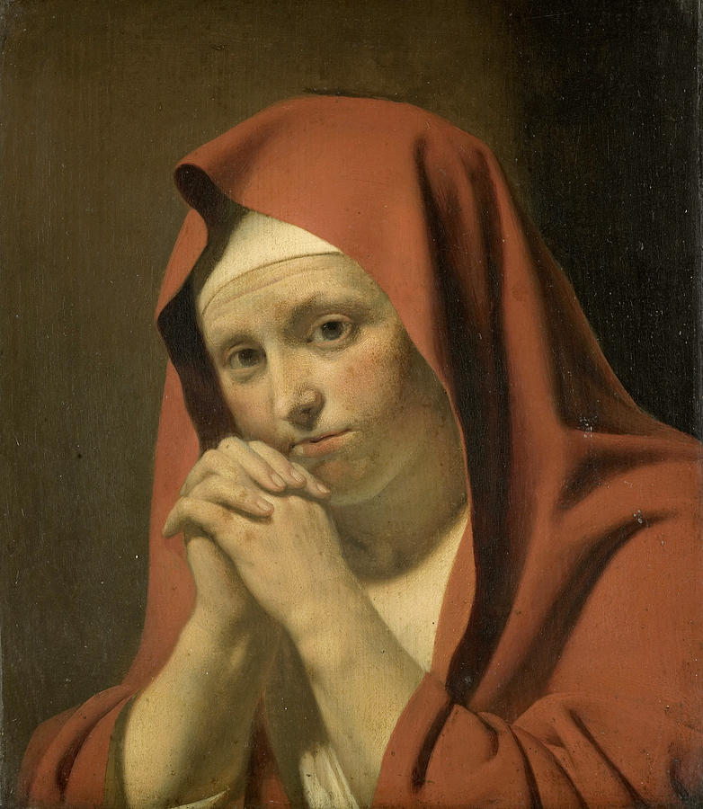 Woman Praying Painting by Circle of Caesar van Everdingen