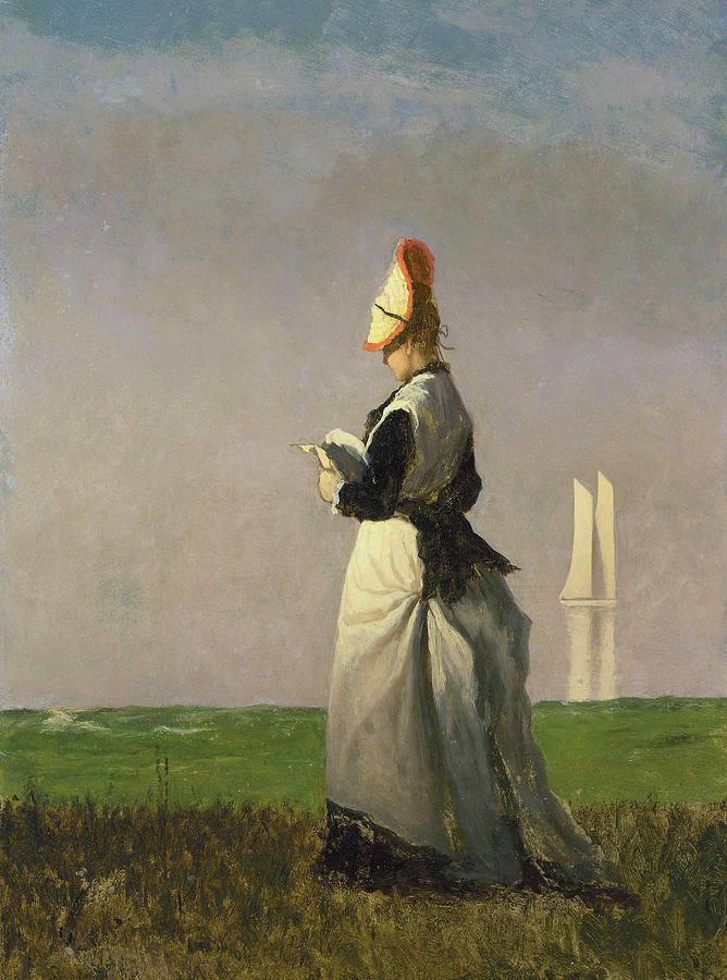 Woman Reading Painting by Eastman Johnson Woman Reading Painting by Eastman Johnson
