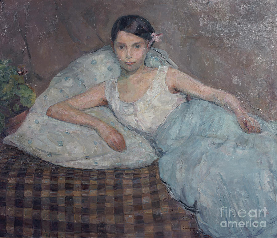 Woman resting Painting by O Vaering