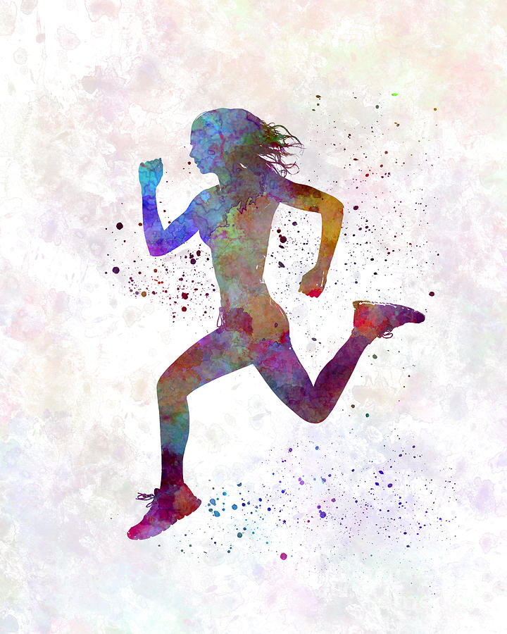 Woman runner running jogger jogging silhouette 01 Painting by Pablo Romero