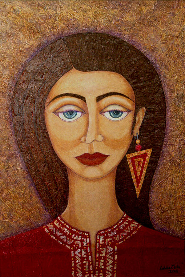 Portrait Painting - Woman s Market by Madalena Lobao-Tello