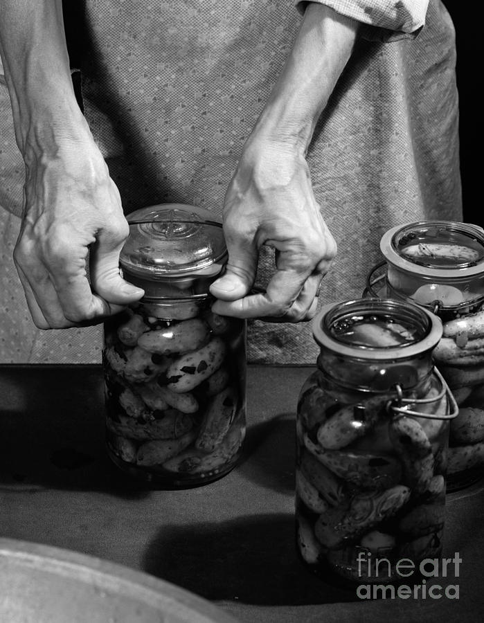 Woman Sealing Pickle Jar, C.1950s Photograph by H. Armstrong Roberts/ClassicStock