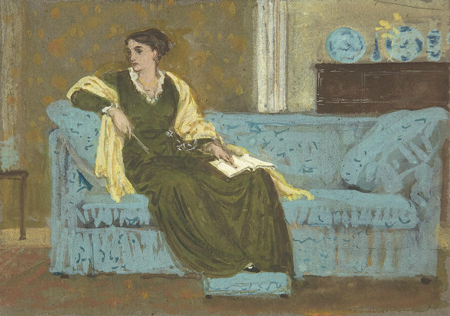 Woman Seated on a Sofa Drawing by Walter Crane
