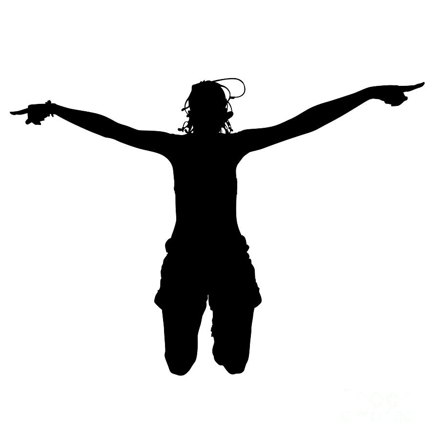 Woman silhouette jumping Digital Art by Benny Marty
