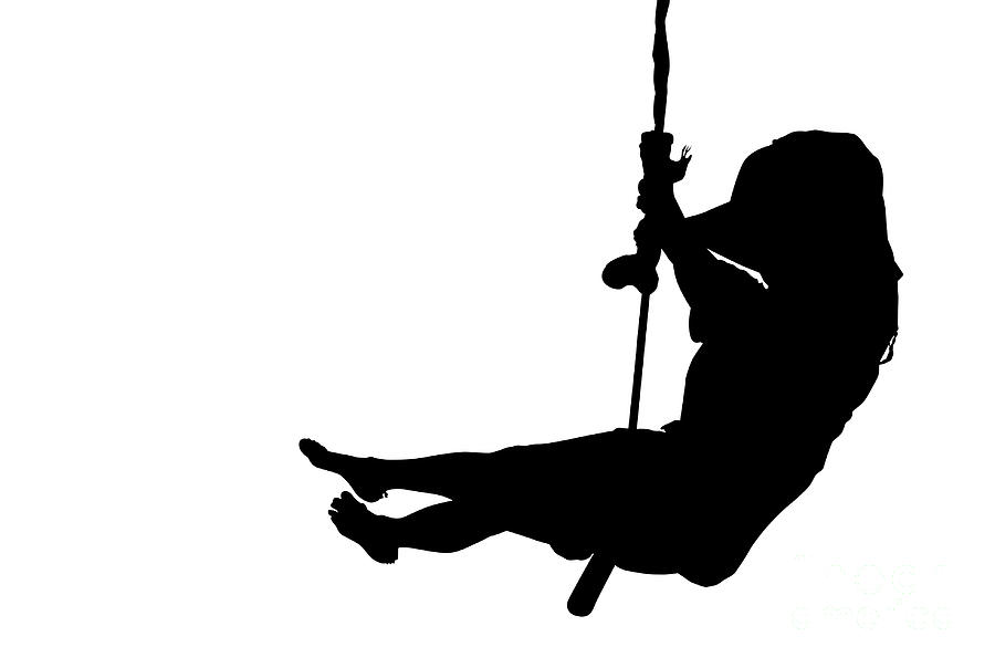 Woman  silhouette swinging Digital Art by Benny Marty