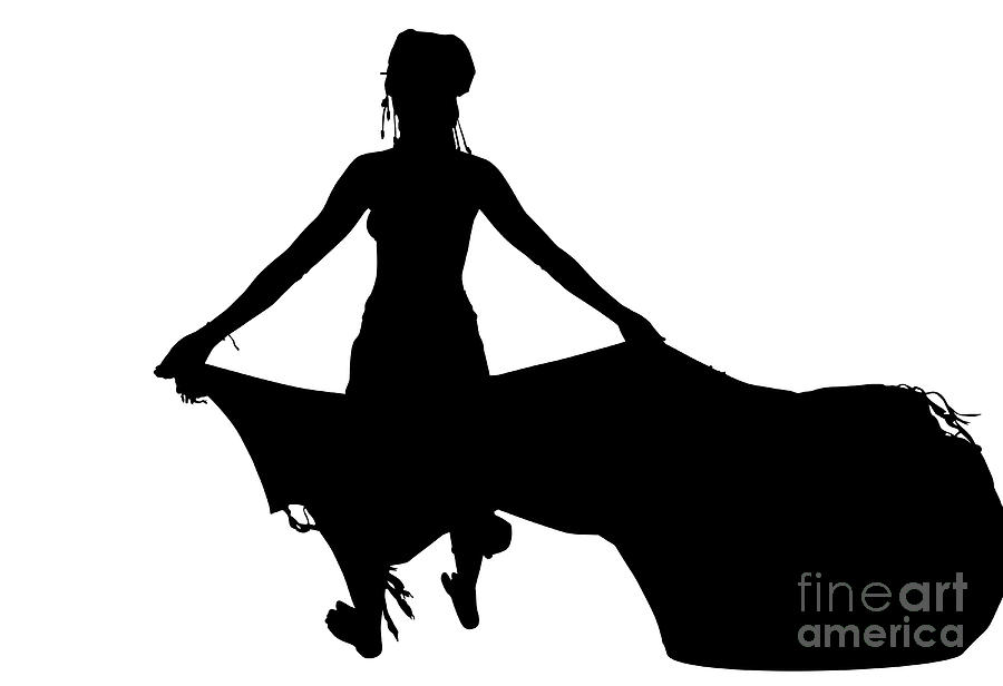 Woman silhouette with sarong Digital Art by Benny Marty