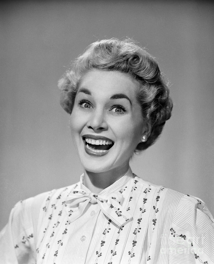 Woman Smiling Ecstatically, C.1950s Photograph by Debrocke/ClassicStock