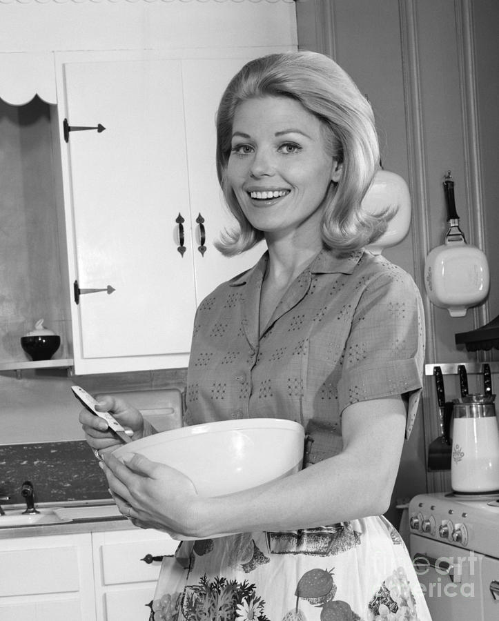 Woman Smiling With Mixing Bowl Photograph by H. Armstrong Roberts/ClassicStock