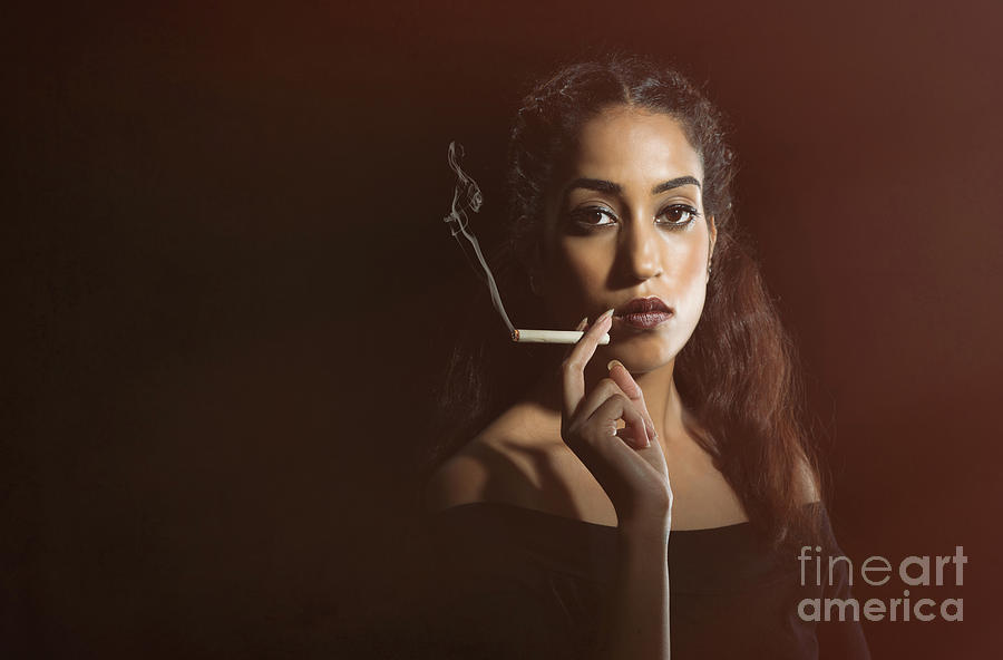 Glamorous Woman Smoking by Amanda Elwell