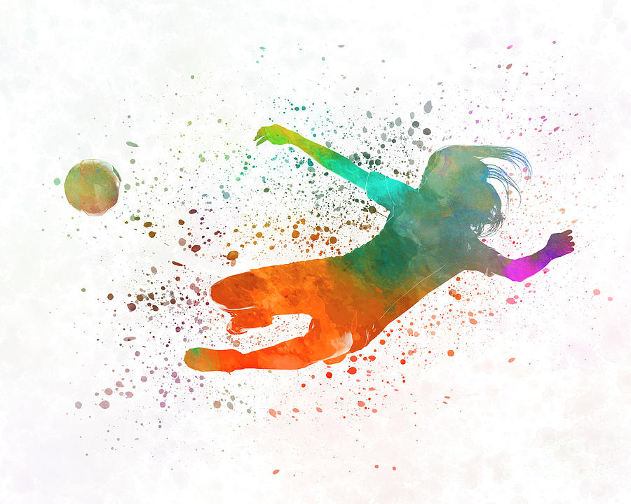 Woman soccer 14 in watercolor Painting by Pablo Romero | Fine Art America