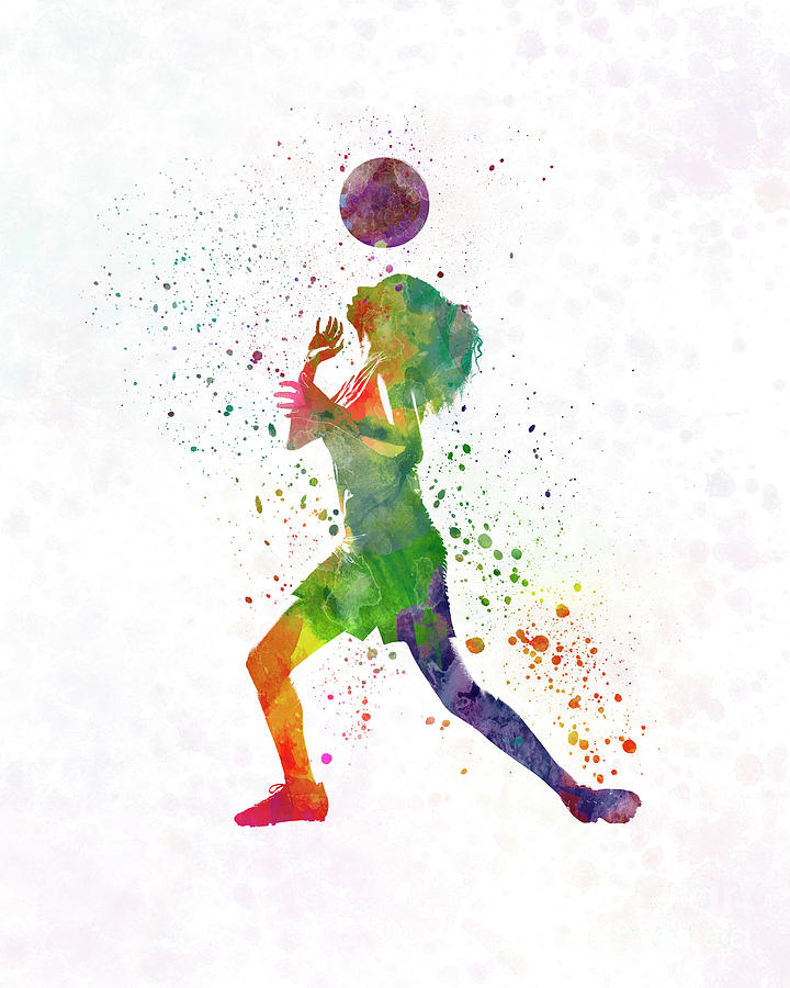 Woman soccer player 06 in watercolor Painting by Pablo Romero | Pixels