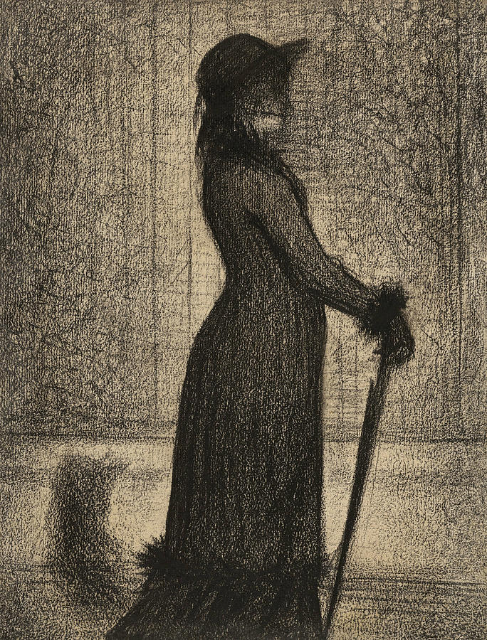 Woman Strolling Drawing by Georges-Pierre Seurat