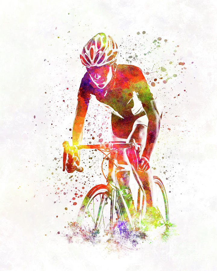 Woman triathlon cycling 04 Painting by Pablo Romero