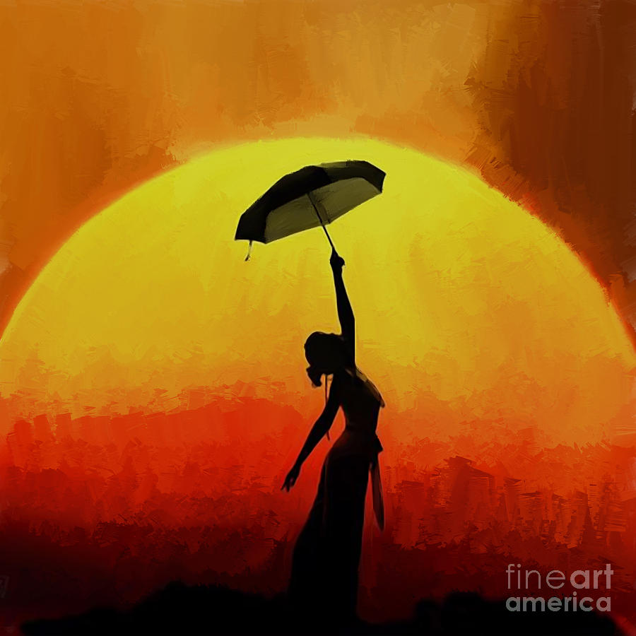 Woman Under Umbrella 02 Painting by Gull G