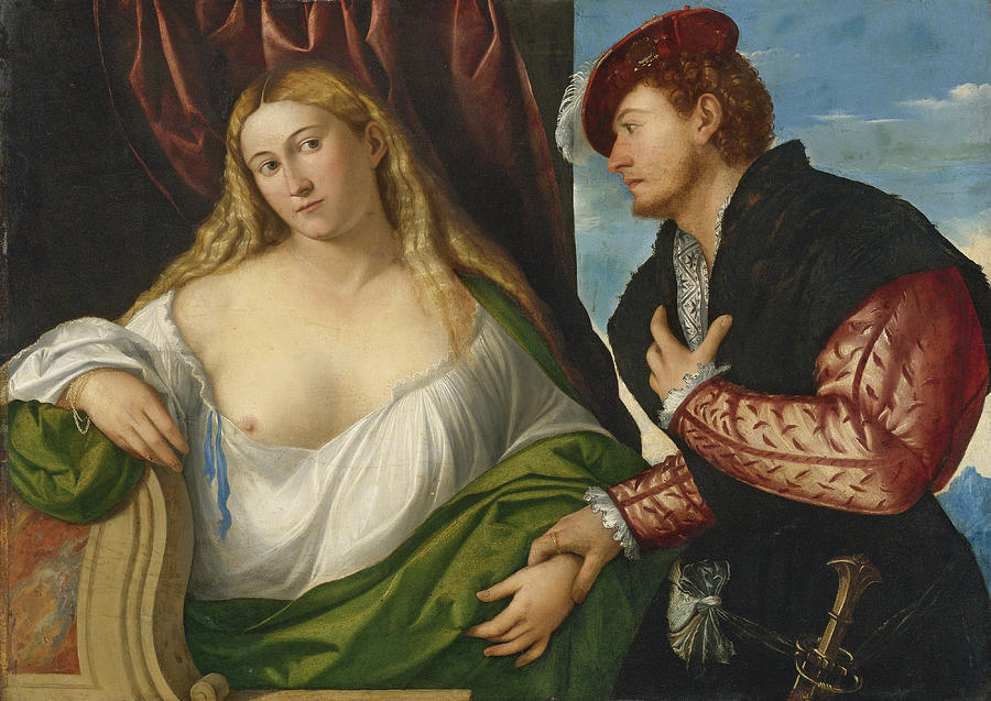 Woman Visited by her Lover Painting by Bernardino Licinio