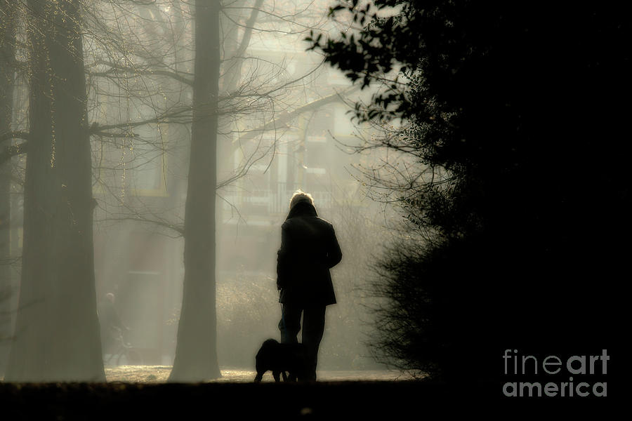 Woman Walking Dog Photograph