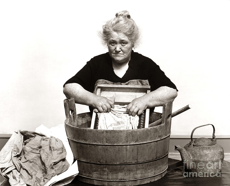 Woman Washing Clothes, C. 1930s Photograph by H. Armstrong Roberts/ClassicStock