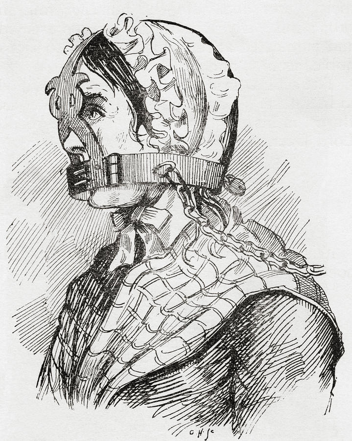 Device Drawing - Woman Wearing A Derbyshire Brank Or by Vintage Design Pics