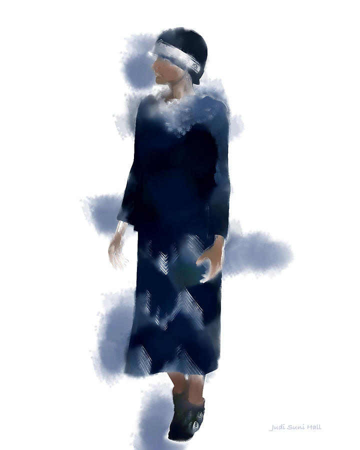 Woman Wearing Navy Blue Digital Art by Judi Suni Hall