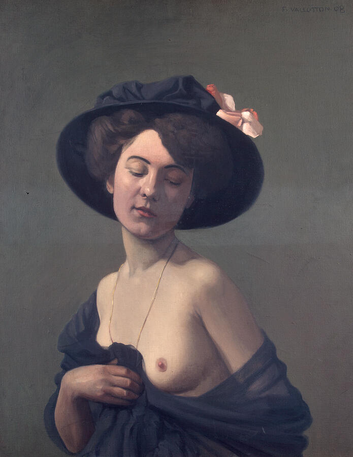 Felix Vallotton Painting - Woman with a Black Hat, from 1908 by Felix Vallotton