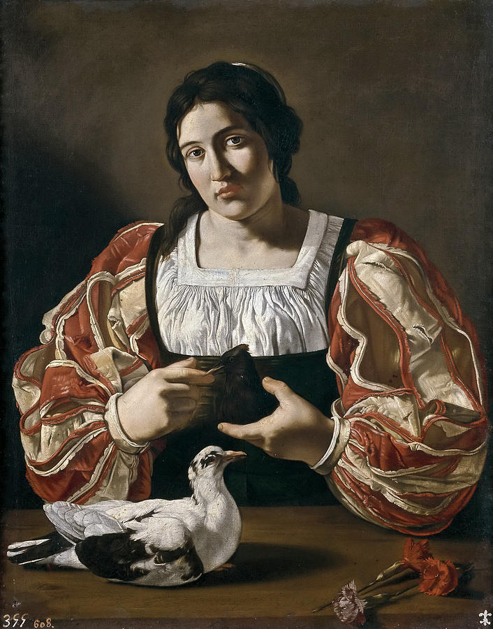 Woman with a Dove Painting by Cecco del Caravaggio