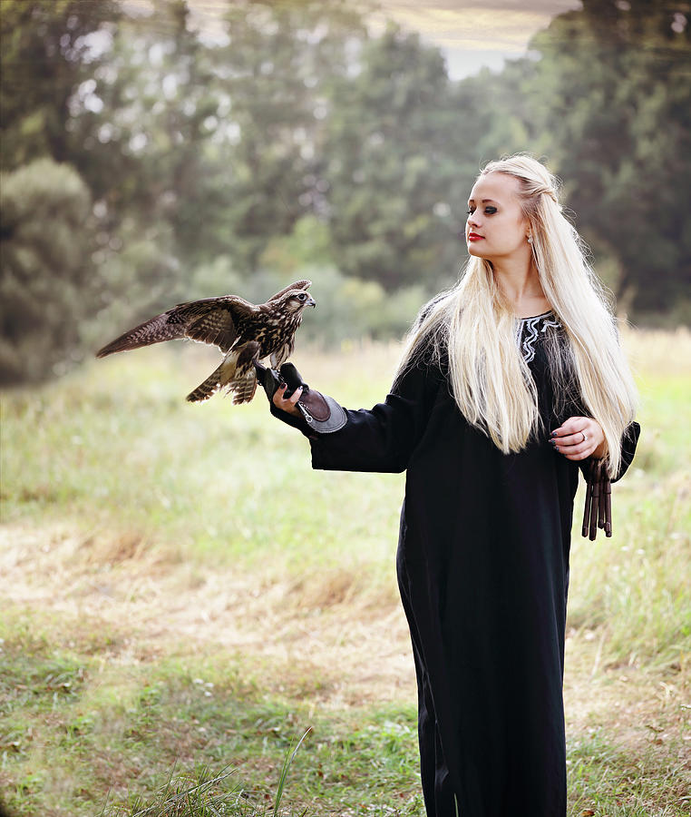  Woman with a falcon by Iuliia Malivanchuk Photograph by Iuliia Malivanchuk