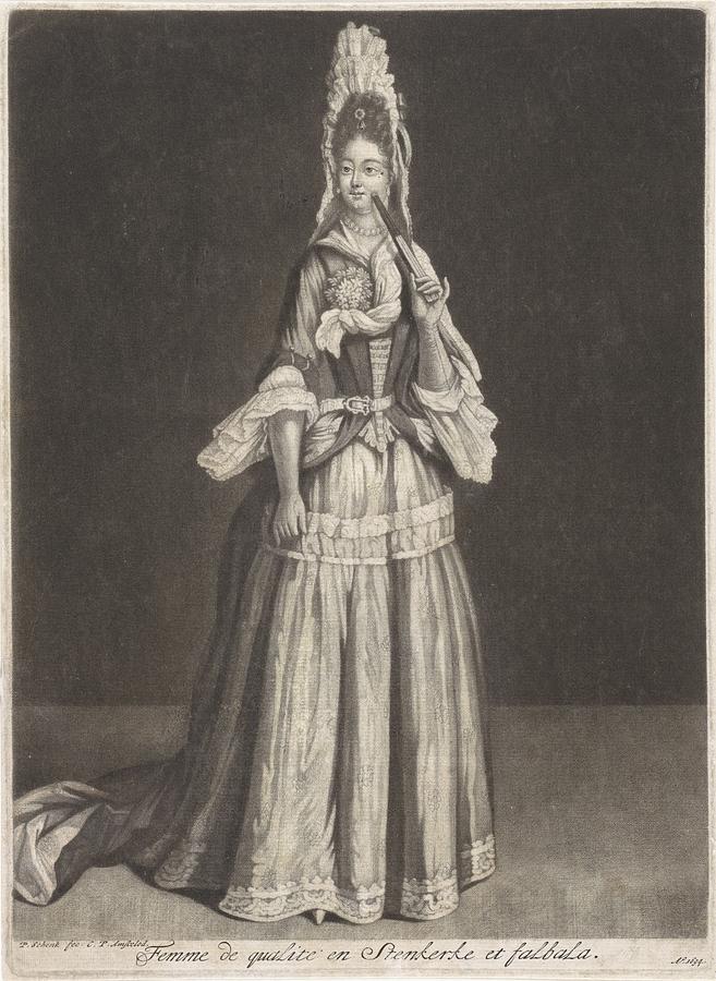 Woman with a Fan and Stein Kerke tie, Peter Schenk I, after Jean de Saint-Jean, 1694 Painting by Celestial Images