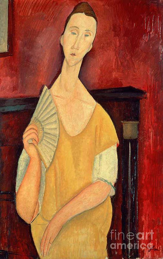 Woman with a Fan by Amedeo Modigliani Painting by Art Anthology - Fine Art America